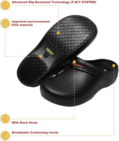 Chef Shoes Slip Resistant, Clog Non Slip Kitchen Work Shoes for Men, Nursing Gardening Waterproof Oil Resistant in Saudi Arabia