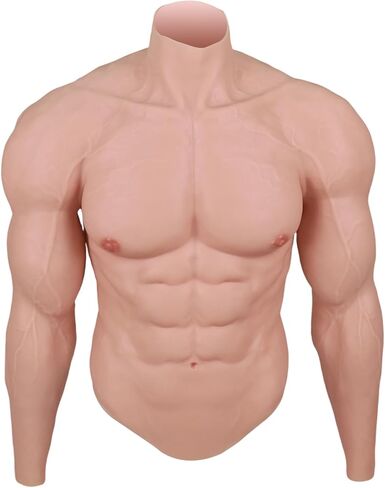 Silicone Muscle Suit with Arms for Men, Realistic Muscular Chest & Abs Half-Body Cosplay & Performance in Saudi Arabia