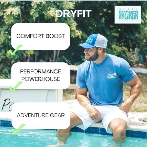 Dirty Hooker Fishing T Shirts for Men and Womens - Dry Fit Short Sleee T-Shirt with Classic Logo - Funny Fishing Shirts in Saudi Arabia