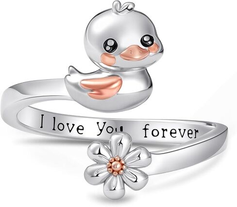 TYSO Chicken Ring 925 Sterling Silver Chicken Hen Egg Open Rings Chicken Lover Gifts for Women Animal Adjustable Ring Jewelry for Women in Kuwait