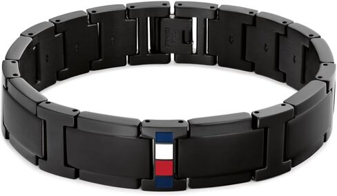 Tommy Hilfiger Men's Jewelry - Link Chain Bracelet – Bold Style, Fold-Over Clasp, Enamel Stripe Detail – Adjustable – Stainless Steel Accessory for Him in Saudi Arabia