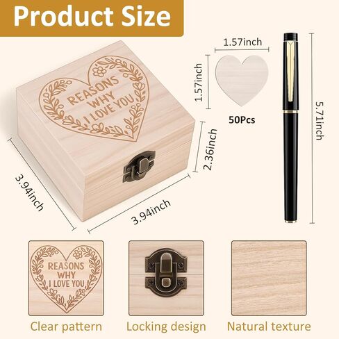 50 قطعة من صناديق رقائق الخشب الفارغة، أسباب لماذا أحبك، هدايا عيد الحب للخطوبة، سجل الزفاف، هدايا رومانسية للزوج والزوجة، ذكرى عيد الميلاد in Kuwait