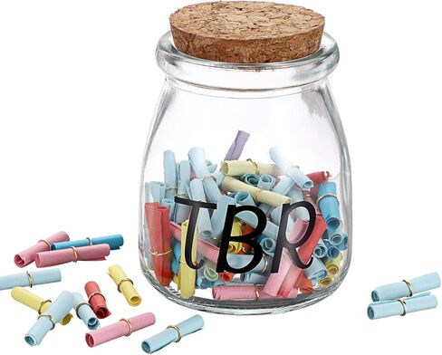 JUXYES Transparent Glass TBR Jar To-Be-Read List with 100 Colorful Notes, Reading Challenge Canister Clear Bookish Accessories Decorative Book Fund Jar for Book Lovers, Students, and Artsy Enthusiasts in Saudi Arabia
