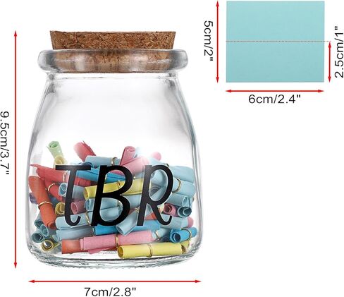 JUXYES Transparent Glass TBR Jar To-Be-Read List with 100 Colorful Notes, Reading Challenge Canister Clear Bookish Accessories Decorative Book Fund Jar for Book Lovers, Students, and Artsy Enthusiasts in Saudi Arabia