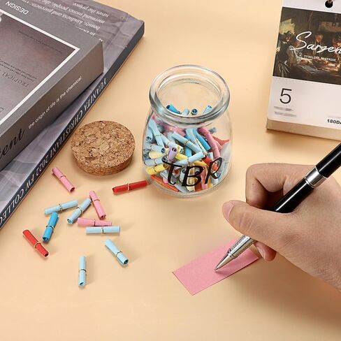JUXYES Transparent Glass TBR Jar To-Be-Read List with 100 Colorful Notes, Reading Challenge Canister Clear Bookish Accessories Decorative Book Fund Jar for Book Lovers, Students, and Artsy Enthusiasts in Saudi Arabia