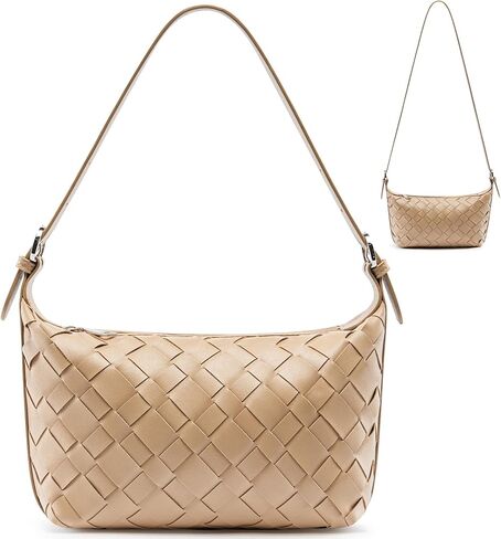 Woven Vegan Leather Hobo Shoulder Bag, Small Crossbody Purse Tote for Women in Saudi Arabia