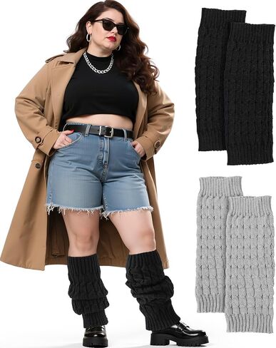 Coume 2 Packs Plus Size Women Leg Warmers for Winter Extra Wide Leg Warmer for Sports Yoga Dance 80s Party Costume Accessory in Saudi Arabia