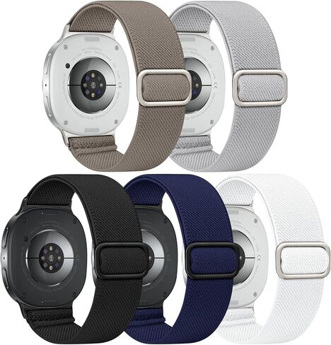 Acextro 5 Pack Stretchy Bands Compatible with Samsung Galaxy Watch 7 6 5 4 FE Band 40mm 44mm 45mm/Watch 6 4 Classic 4 42mm 46mm 43mm 47mm/Active 2, 20mm Water-Resistant Elastic Nylon Sport Strap in Kuwait
