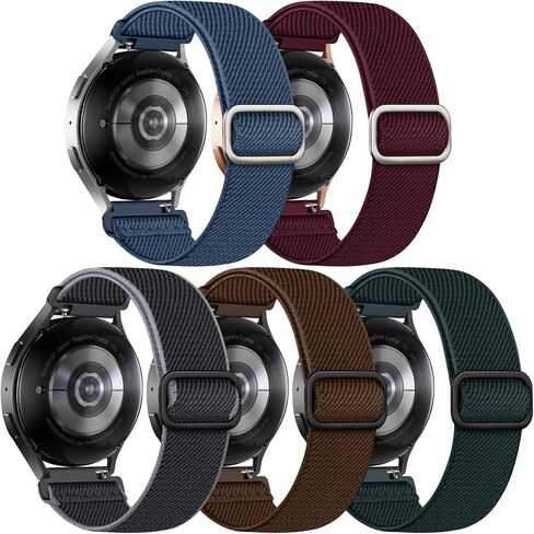 5 حزمة مسدود نطاقات متوافقة مع Samsung Galaxy Watch 7 6 5 4 Fe Band 40mm 45mm 45mm/Watch 6 4 Classic 42mm 46mm 43mm 47mm/Active 2 ، 20 مم حزام نايلون رياضي مرن مقاوم للماء in Kuwait