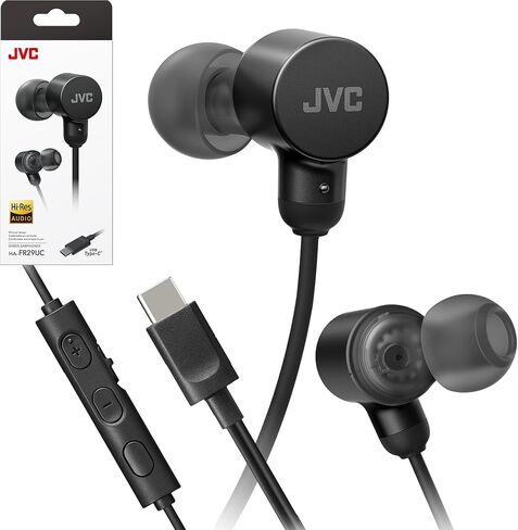 JVC Wired USB-C Earbuds - Noise Isolation - DAC - Hi-Res Audio - Built-in Mic with Mute - Comfortable Silicone Ear Tips - 3 Button Remote – Plug & Play - HAFR29UC in Saudi Arabia