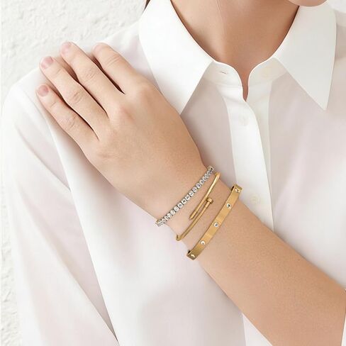 PCY Gold Bracelets For Women,3PC Bangle Gold Plated Bracelets For Women,Trendy Statement Cuff Stackable Bangles Set,Fashion Jewelry for Women. in Saudi Arabia