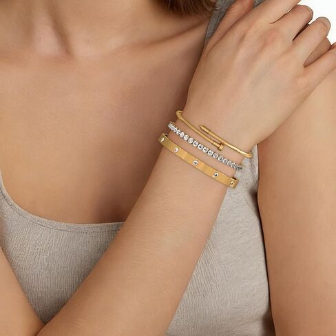 PCY Gold Bracelets For Women,3PC Bangle Gold Plated Bracelets For Women,Trendy Statement Cuff Stackable Bangles Set,Fashion Jewelry for Women. in Saudi Arabia