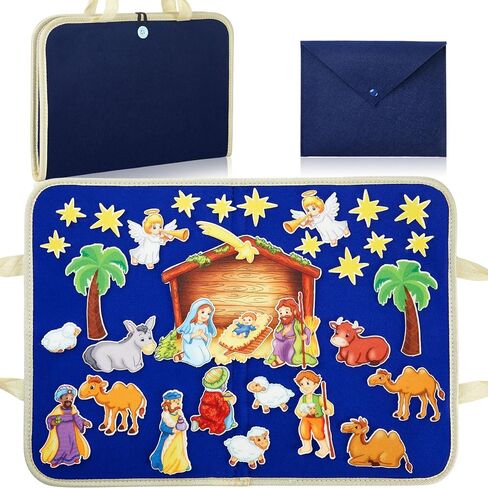 Nativity Bible Felt Board Jesus Birth Felt Story Board Set Felt Board Stories for Preschool, 32 Pcs Birth of Jesus Felt Figures Nativity Felt Stories Kit for Toddlers Classroom Storytelling Activity in Kuwait