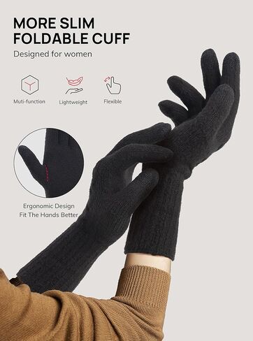 TRENDOUX Womens Alpaca Wool Gloves: Winter Touch Screen Thin Warm Glove for Women Cold Weather Driving Running Cycling Typing in Saudi Arabia