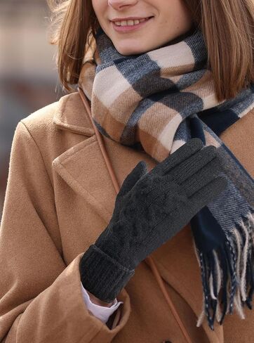 TRENDOUX Womens Alpaca Wool Gloves: Winter Touch Screen Thin Warm Glove for Women Cold Weather Driving Running Cycling Typing in Saudi Arabia