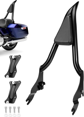 24" Motorcycle Sissy Bar for Harley, Integrated Passenger Backrest compatible with Touring CVO Street Glide Road Glide Electra Glide Road King FLHR FLHX FLHT FLTR 2009-2024(Black) in Kuwait