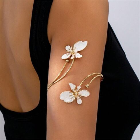 Flower Arm Cuff Bracelets for Women Adjustable Colourful Flower Upper Arm Cuff Bangle Boho Drip Oil Floral Open Bangle Bracelet Fashion Arm Cuff Jewelry for Women in Saudi Arabia