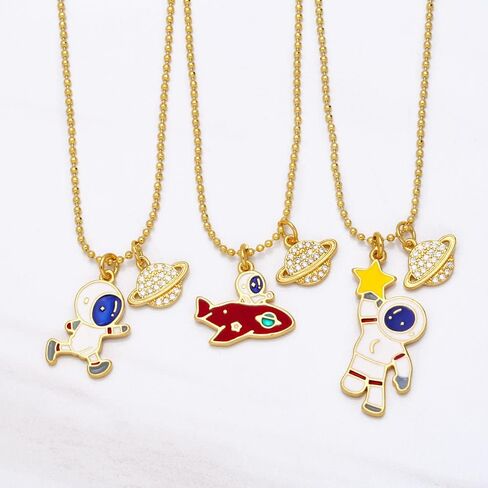 JILIYUPA Astronaut Planet Star Balloon Friendship Necklace Hiphop Couple BFF Best Friends Matching Stainless Steel Necklaces for Him and Her, Gifts for Girls Boys in Saudi Arabia