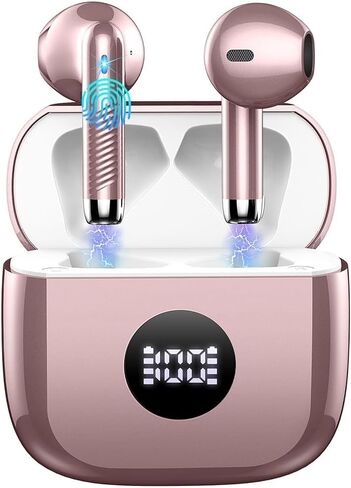 Wireless Earbuds, Bluetooth 5.4 Ear Buds LED Power Display Headphones Bass Stereo, Bluetooth Earbuds in-Ear Noise Cancelling Mic, 40H Playback Mini Case IP7 Waterproof Sports Earphones for Android iOS in Kuwait