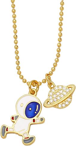 JILIYUPA Astronaut Planet Star Balloon Friendship Necklace Hiphop Couple BFF Best Friends Matching Stainless Steel Necklaces for Him and Her, Gifts for Girls Boys in Saudi Arabia