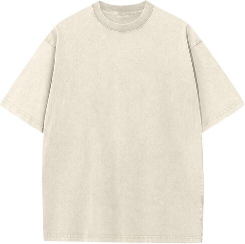 Arssm Mens Oversized T Shirts Cotton Acid Wash Baggy Tees Loose Fit Vintage Heavyweight T-Shirts in Saudi Arabia