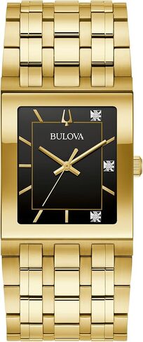 Bulova Marc Anthony Mens Modern Quadra Diamond Gold Stainless Steel Watch,Black Dial, Style:97D132 in Saudi Arabia