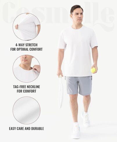 Cosmolle Men's Quick Dry Stretch T-Shirt Short Sleeve Crewneck Lightweight Tee Shirts for Running Fishing and Outdoor in Saudi Arabia