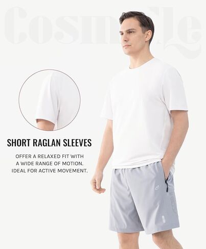 Cosmolle Men's Quick Dry Stretch T-Shirt Short Sleeve Crewneck Lightweight Tee Shirts for Running Fishing and Outdoor in Saudi Arabia