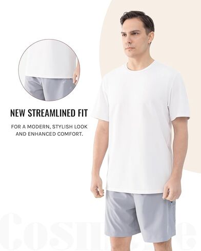 Cosmolle Men's Quick Dry Stretch T-Shirt Short Sleeve Crewneck Lightweight Tee Shirts for Running Fishing and Outdoor in Saudi Arabia