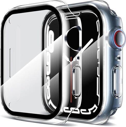 LK 2 Pack Case PC Case مع واقي شاشة زجاجي مقسى متوافق مع Apple Watch Series 6 SE 40MM ، غطاء حماية شامل للغاية لـ Apple Watch 6 SE 40MM (واضح) in Kuwait