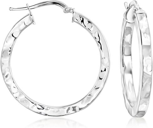 Ross-Simons Italian Sterling Silver Hammered Hoop Earrings in Saudi Arabia