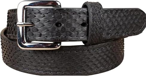 Yoder Leather Company Men’s Python Matte Black Leather Belt – Heavy Duty Stitching, Chrome Brass Buckle, 1.25 inch Wide in Saudi Arabia