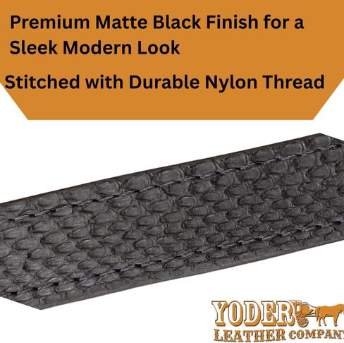 Yoder Leather Company Men’s Python Matte Black Leather Belt – Heavy Duty Stitching, Chrome Brass Buckle, 1.25 inch Wide in Saudi Arabia