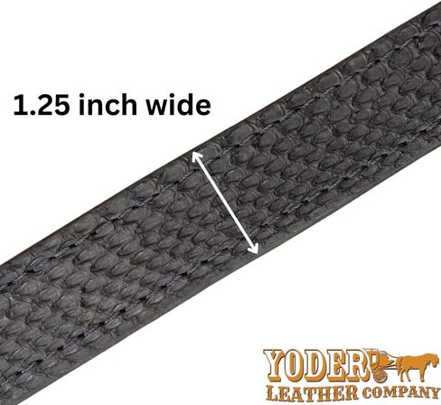 Yoder Leather Company Men’s Python Matte Black Leather Belt – Heavy Duty Stitching, Chrome Brass Buckle, 1.25 inch Wide in Saudi Arabia
