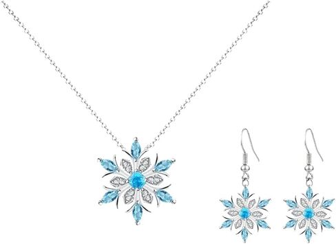 Modpide Women Crystal Winter Snowflake Pendant Necklace Hook Dangle Earrings Set for Women Christmas Gift in Saudi Arabia