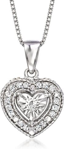 Ross-Simons 0.20 ct. t.w. Diamond Jewelry Set: Heart-Shaped Earrings and Pendant Necklace in Sterling Silver in Saudi Arabia