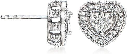 Ross-Simons 0.20 ct. t.w. Diamond Jewelry Set: Heart-Shaped Earrings and Pendant Necklace in Sterling Silver in Saudi Arabia