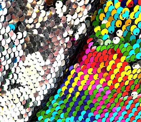 Sensory Wall Sequin Flip Fabric for Kids,0.2" Large Sequins Sensory Materials Fidget Toys for Toddlers,Tactile Stimulation,Reversible Mermaid Fabric in Kuwait
