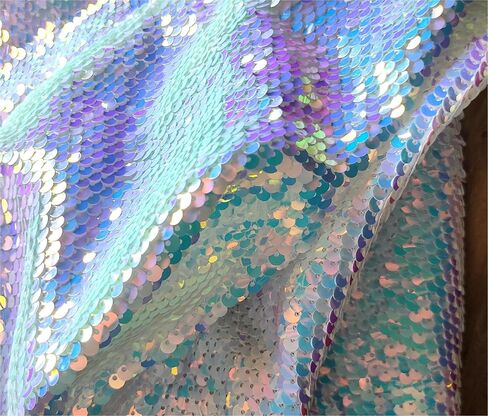 Sensory Wall Sequin Flip Fabric for Kids,0.2" Large Sequins Sensory Materials Fidget Toys for Toddlers,Tactile Stimulation,Reversible Mermaid Fabric in Kuwait