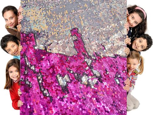 Sensory Wall Sequin Flip Fabric for Kids,0.2" Large Sequins Sensory Materials Fidget Toys for Toddlers,Tactile Stimulation,Reversible Mermaid Fabric in Kuwait