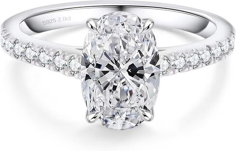 KRKC&CO Moissanite Rings for Women, Anniversary Bridal Promise Gift for Her, 925 Sterling Silver Moissanite Engagement Rings 1.0-3.0 CT, 4-Prong D Color VVS1 with White Gold (Drill bridge boom-2CT) in Saudi Arabia