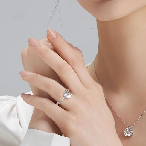 KRKC&CO Moissanite Rings for Women, Anniversary Bridal Promise Gift for Her, 925 Sterling Silver Moissanite Engagement Rings 1.0-3.0 CT, 4-Prong D Color VVS1 with White Gold (Drill bridge boom-2CT) in Saudi Arabia