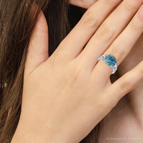 P3 POMPEII3 Pompeii 3 1/2Ct Fancy Blue Lab Grown Accent Diamond Engagement Ring 14k Gold (F/G,VS1-VS2) in Saudi Arabia