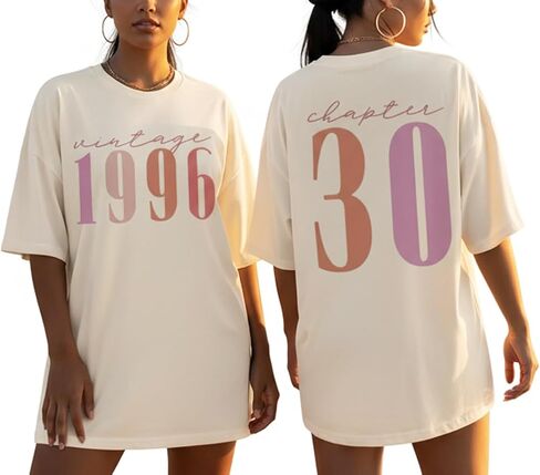 30th Birthday Gift for Women Vintage 1996 Chapter 30 Shirts for Her Letter Print Tops Casual Short Sleeve Tees in Saudi Arabia
