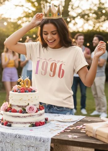 30th Birthday Gift for Women Vintage 1996 Chapter 30 Shirts for Her Letter Print Tops Casual Short Sleeve Tees in Saudi Arabia