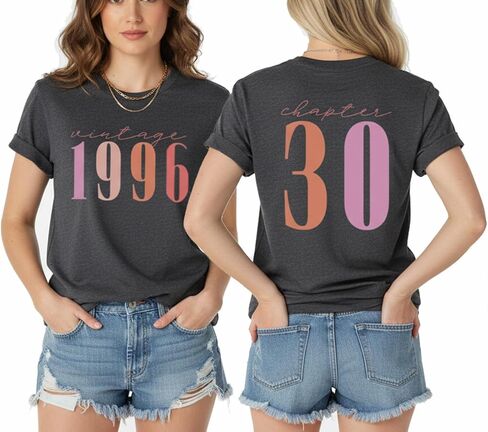 30th Birthday Gift for Women Vintage 1996 Chapter 30 Shirts for Her Letter Print Tops Casual Short Sleeve Tees in Saudi Arabia