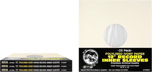 (100) 12 Premium Ivory Polylined Record Inner Sleeves - Archival Quality, Heavyweight Paper & Plastic - 12IAIV in Kuwait