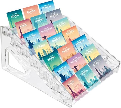 7 Tier Acrylic Card Display Stand,12 in Sports Card Shelf Versatile Display for Trading Cards PSA Cards, Baseball Cards, Football Cards, Graded Cards and Business Cards and Stickers in Saudi Arabia