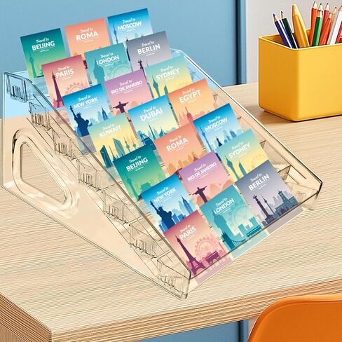 7 Tier Acrylic Card Display Stand,12 in Sports Card Shelf Versatile Display for Trading Cards PSA Cards, Baseball Cards, Football Cards, Graded Cards and Business Cards and Stickers in Saudi Arabia
