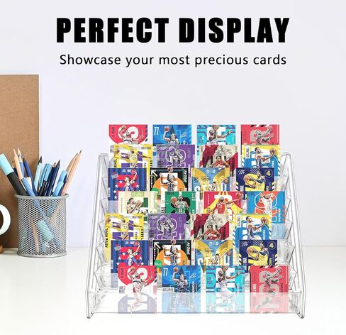7 Tier Acrylic Card Display Stand,12 in Sports Card Shelf Versatile Display for Trading Cards PSA Cards, Baseball Cards, Football Cards, Graded Cards and Business Cards and Stickers in Saudi Arabia